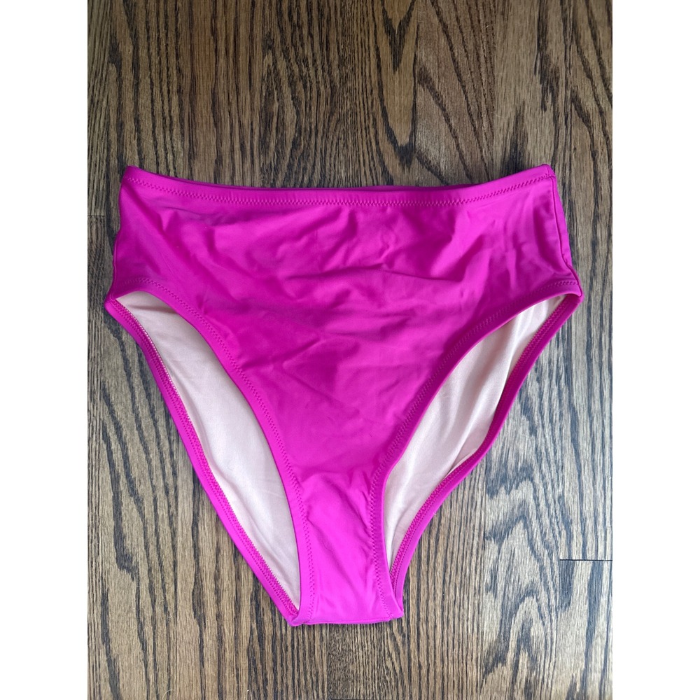 J.Crew Re-Imagined High-Waisted Bikini Bottom Pink BM642 Womens Size S‎ NEW